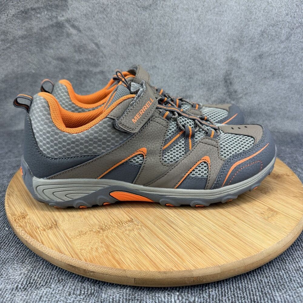 Merrell Trail Shoes Youth Size 7 M Gray Orange Hiking Athletic Sneakers MY57109